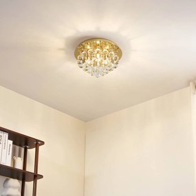 Plafoniera in cristallo Gillion Lindby, dimmerabile, Ottone / Oro, Soggiorno / Sala da pranzo, Cristallo, Design, Plafoniera