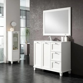 Mobile sottolavabo e lavabo Unike per vasca a sinistra neve L 100 x H 84 x P 45 cm, 2 ante 3 cassetti