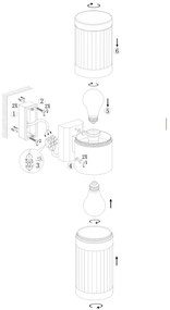 Applique E27 Cilindrica Bidirezionale IP54 da Esterno - Inox