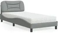 Letto con Materasso Grigio Chiaro 90x200 cm in Tessuto 3208506