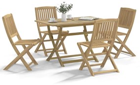 Set Da Pranzo Per Giardino 5 Pz İn Legno Massello Di Acacia /