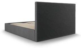 Letto matrimoniale imbottito grigio scuro con contenitore con griglia 180x200 cm Nerin - Mazzini Beds