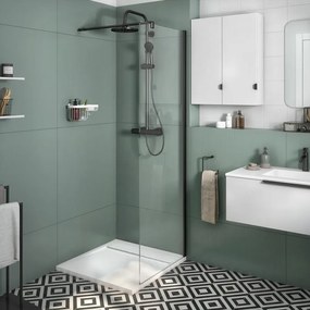 Box doccia walk-in Neo, vetro 8 mm, L 68.6-69.5 cm x H 200 cm, profilo nero