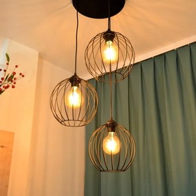 Lampadario LED a sospensione con filo MERCURE 3xE27/15W/230V ø 50 cm nero