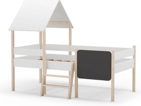 Letto per bambini rialzato in legno di pino bianco 90x190 cm Mint - Marckeric