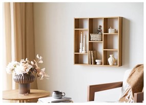 Mensola di colore naturale in rovere massiccio con ripiani multipli 15 cm Townsville – House Nordic