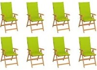 Sedie Reclinabili da Giardino con Cuscini 8 pz Massello di Teak 3072552