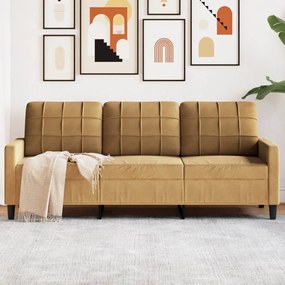 Divano A 3 Posti Marrone 180 Cm İn Velluto /