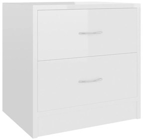 Comodini 2 pz Bianco Lucido 40x30x40 cm in Legno Multistrato