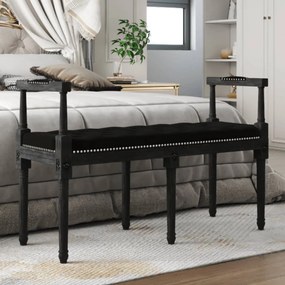 Panca Nera 110x40x70 Cm İn Velluto /
