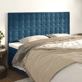 Testiera 4 Pz Blu Scuro 90x5x78/88 Cm İn Velluto /