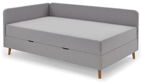 Letto singolo imbottito grigio chiaro con contenitore con materasso incluso 90x200 cm Cabana – Meise Möbel