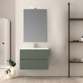 Mobile da bagno verde opaco cannettato 80 cm Riga