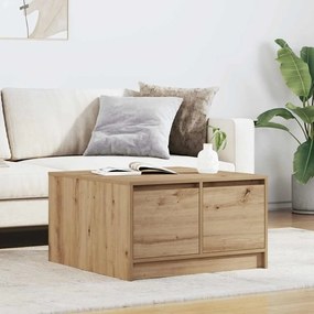 Tavolino Salotto Con Cassetti Rovere Artigianale 70,5x70x40 Cm /