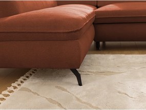 Divano angolare color terracotta (con penisola a sinistra/a L) con rivestimento in ciniglia Marbeya – Ropez