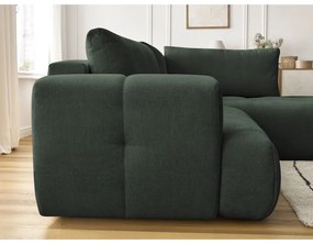 Divano angolare verde allungabile e con contenitore (penisola a destra/a L) con rivestimento in ciniglia Fuji – Bobochic Paris