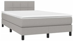 Giroletto a molle con materasso grigio chiaro 120x200cm tessuto