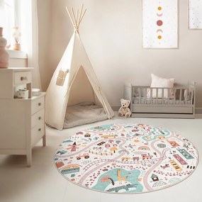 Tappeto da gioco per bambini lavabile ø120 cm Furry World – Mila Home
