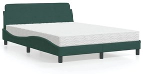 Letto Con Materasso Verde Scuro 140x200 Cm İn Velluto /