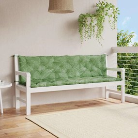 Cuscini Panca Giardino 2 Pz Motivo A Foglie 200x50x7 Cm Tessuto /