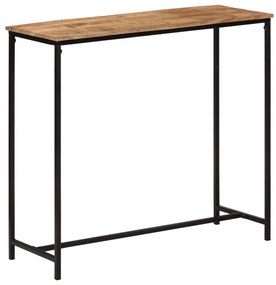 Tavolo Consolle 80x30x74 Cm İn Legno Massello Di Mango E Ferro /