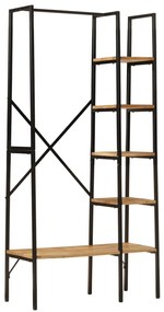 Appendiabiti Con Ripiani 90x40x190cm Legno Massello Mango Ferro /