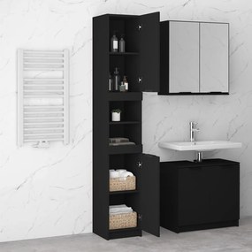 Armadietto da bagno nero 32x34x188,5 cm in legno multistrato