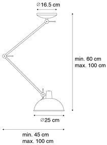 Plafoniera retrò rosa con bronzo - Milou