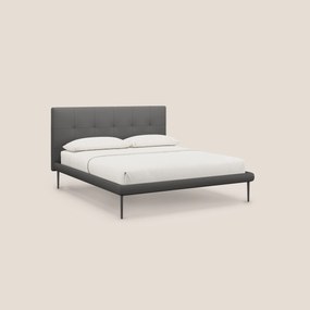 Midori letto imbottito trapuntato in ecopelle con piedini alti T04 antracite