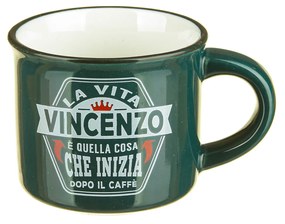 Tazzina caffè con nome Vincenzo in gres porcellanato