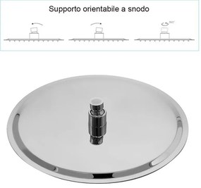 Set doccia cromo con braccio tondo 40cm + soffione 25 cm acciaio cromo