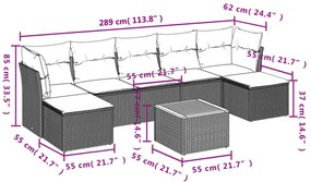 Set Divano da Giardino 8 pz con Cuscini Beige in Polyrattan