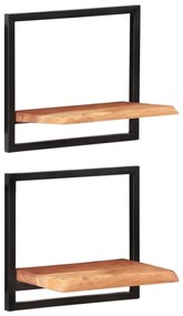 Mensole Parete 2 Pz 40x24x35 Cm Legno Massello Acacia E Acciaio /