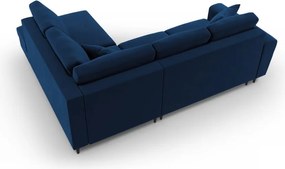 Divano angolare blu allungabile e con contenitore (con penisola a destra/a L) con rivestimento in velluto Kyoto – Cosmopolitan Design