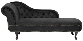Chaise longue sinistra in velluto nero NIMES Beliani