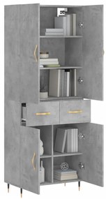 Credenza Grigio Cemento 69,5x34x180 cm in Legno Multistrato