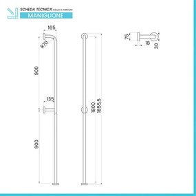 Maniglione di sicurezza verticale in acciaio 180 cm bianco