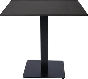 Tavolo bar pub ristorante quadrato 80x80 cm Top per esterno effetto marmo Nero H 75