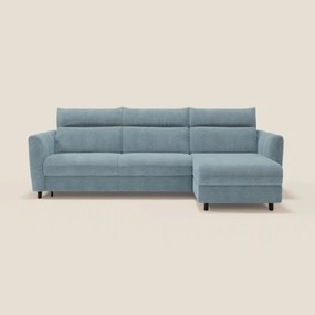 Peonia divano letto angolare con Penisola Contenitore - Materasso H18 cm in Bouclé Impermeabile T07