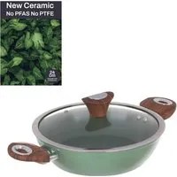 Tegame 24 cm con coperchio verde New Ceramic