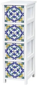 Cassettiera 4 cassetti 20,5x28x71h decoro Vietri