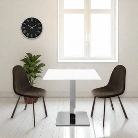 Tavolo bar pub ristorante 80x80 cm base argento e piano laminato Bianco Frassino H 75