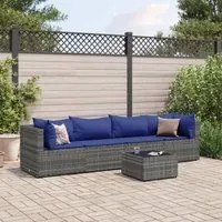 Set Divani da Giardino 5 pz con Cuscini in Polyrattan Grigio 3308015