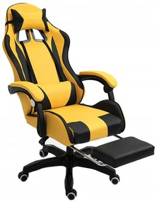 Comoda sedia da gaming con cuscino giallo e nero