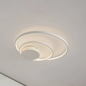 Plafoniera a LED Nerwin Lindby, dimmerabile, Bianco / Opale, Soggiorno / Sala da pranzo, Alluminio, Moderno, Plafoniera LED