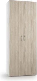 Scarpiera TERRANEO mobile multiuso 2 ante apertura battente, L 73 x H 195 x P 35 cm 21 paia, bianco ante olmo