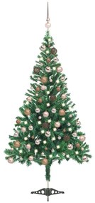 Albero di Natale Preilluminato con Palline 180-210 cm 564-910 Rami, Albero di Natale Preilluminato Palline Bianco 180 cm 564 Rami