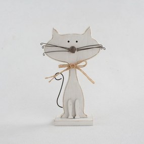 Decorazione in legno bianco a forma di gatto Gatti, altezza 18 cm - Dakls