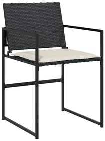 Set da pranzo da giardino 7 pz nero con cuscini in polyrattan