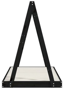 Giroletto per bambini nero 80x160 cm in legno massello di pino